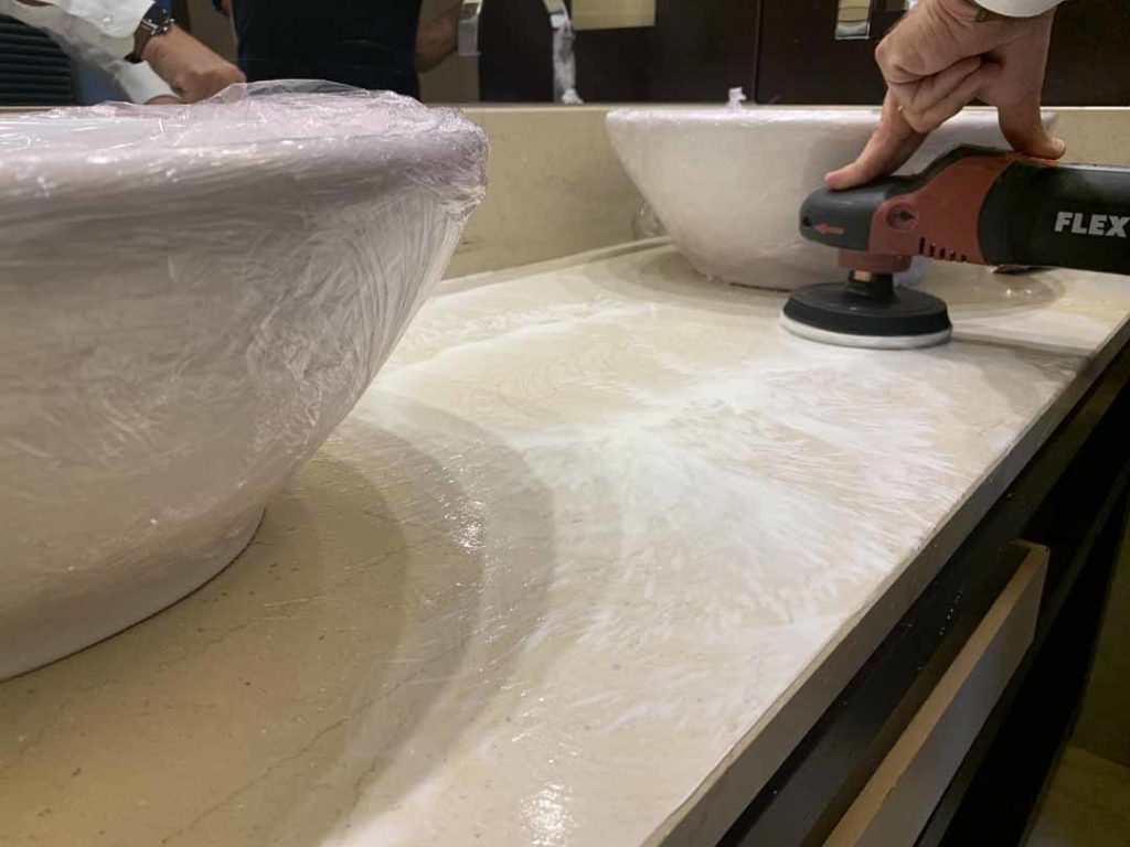 stone sink cleaned